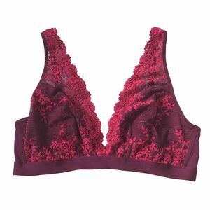 Wacoal Bra Embrace Lace Wire Free Bralette Burgundy 40 Style 852191 Adjustable
